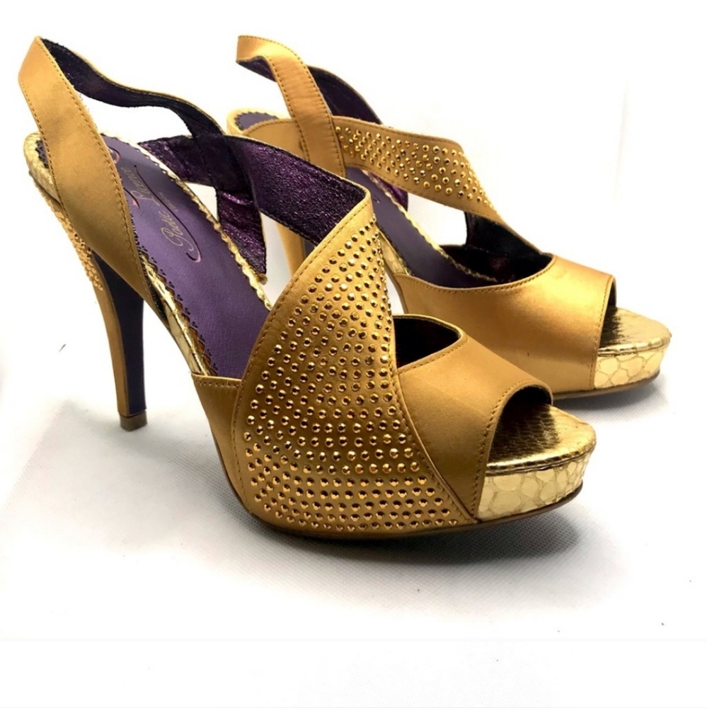 POETIC LICENSE GOLD WITH RHINESTONES PLATFORM HEELS "ROYAL OCCASION" NIB (8)